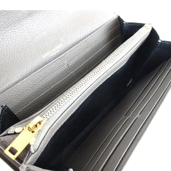 Saint Laurent Gray Wallet with Gold Logo - Picture 6 of 16